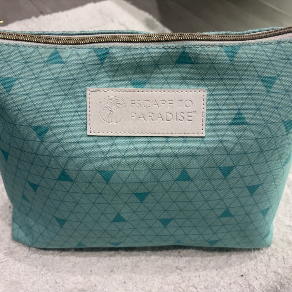 Teal Geometric Travel Cosmetic Bag